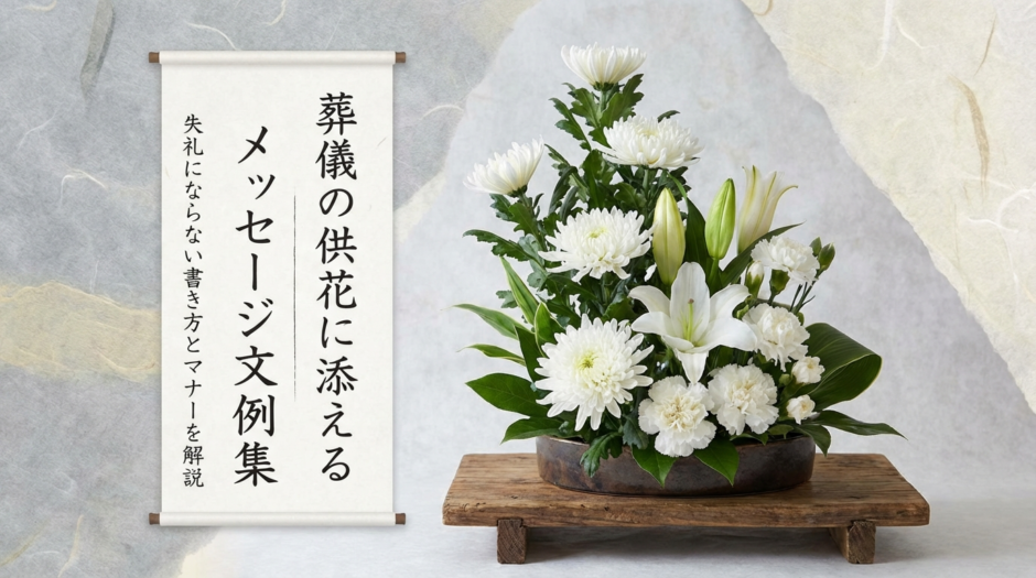 葬儀の供花に添えるメッセージ文例集｜失礼にならない書き方とマナーを解説