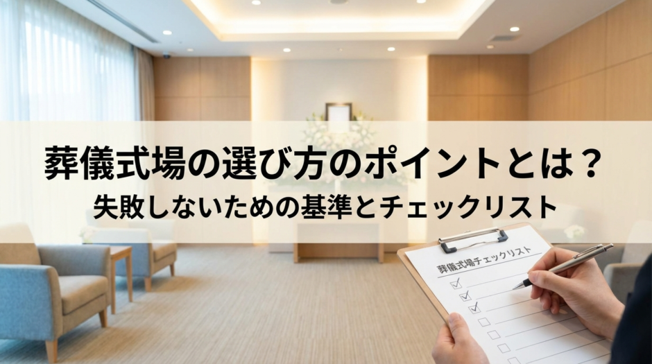 葬儀式場の選び方のポイントとは？失敗しないための基準とチェックリスト