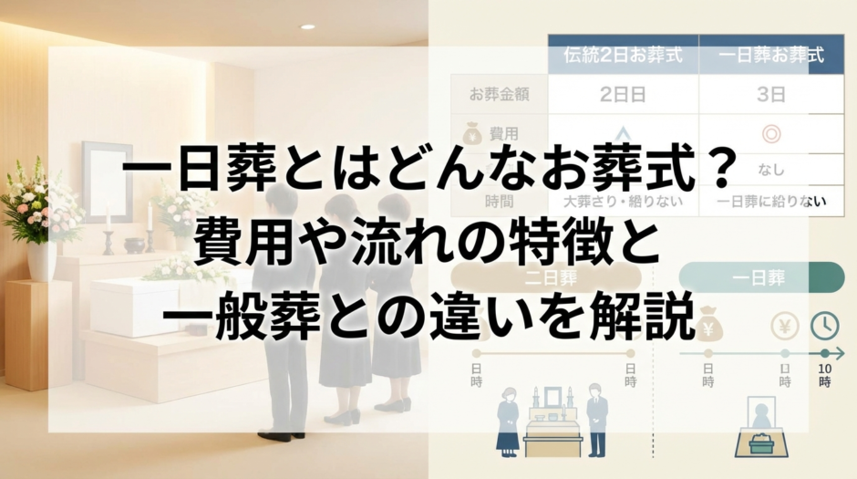 一日葬とはどんなお葬式？費用や流れの特徴と一般葬との違いを解説
