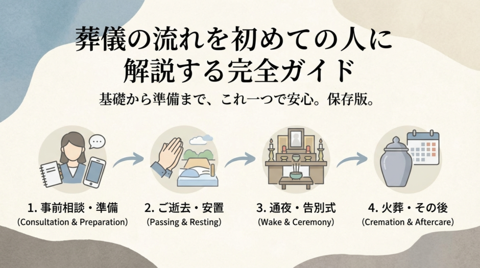 葬儀の流れを初めての人に解説する完全ガイド｜葬儀の流れを初めての人向けに基礎から準備まで紹介