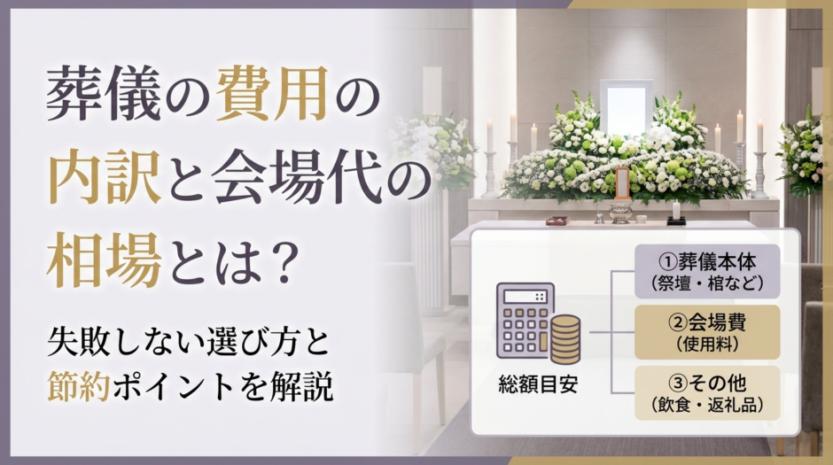 葬儀の費用の内訳と会場代の相場とは？失敗しない選び方と節約ポイントを解説