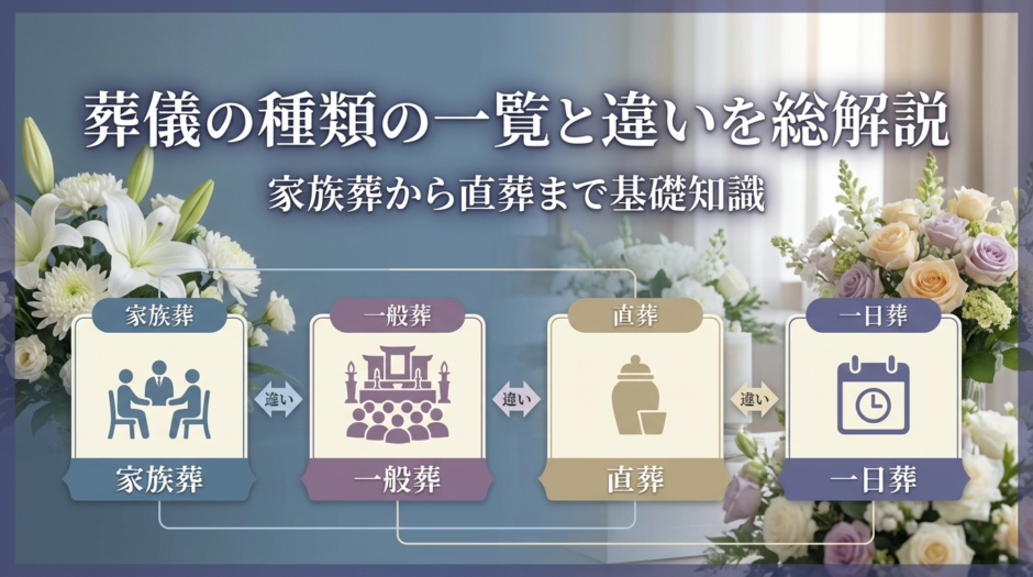 葬儀の種類の一覧と違いを総解説｜家族葬から直葬まで基礎知識