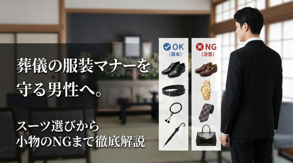 葬儀の服装マナーを守る男性へ。スーツ選びから小物のNGまで徹底解説