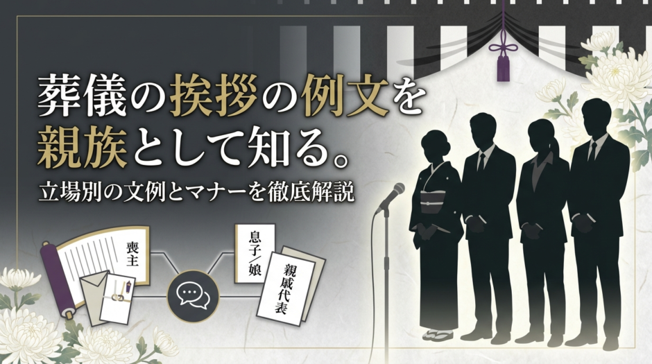 葬儀の挨拶の例文を親族として知る。立場別の文例とマナーを徹底解説